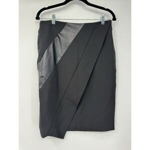 Elizabeth & Clarke Midi Skirt w/ pockets 8 Black Stretch Asymmetrical Staintech